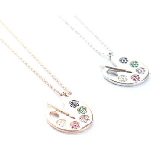 Fashion Colorful Palette Pendant Necklace Paint Plate for Women Party Gift Jewelry Palette Necklace