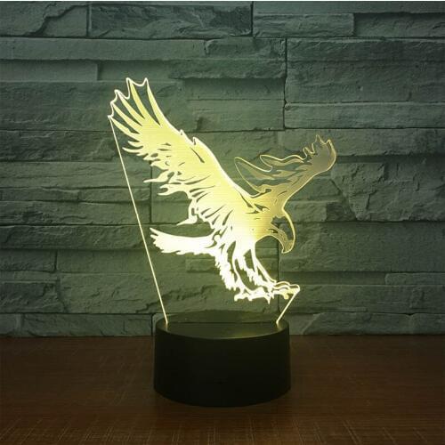 Fashion Eagle model LED nightlight Seven color gradient or adjustable one Creative Acrylic Eye-protection Toys for children VK01