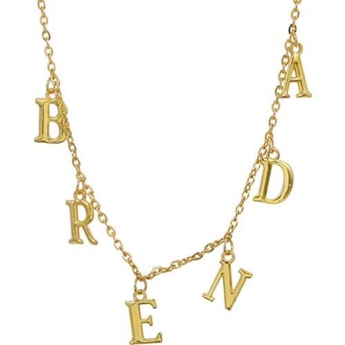 ZHINI Trendy Bohemia Titanium Stainless Steel Choker Necklaces for Women Personality Letter Pendant Statement Necklace Jewelry