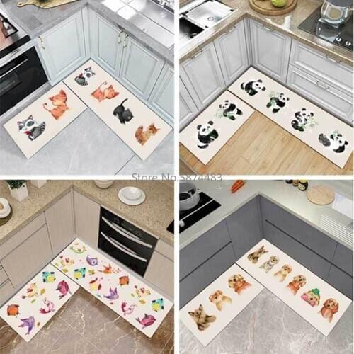 Cartoon Cute Animal Dog Panda Kitchen Mat Combination Entry Mat Bedroom Long Non-slip Bedside Blanket