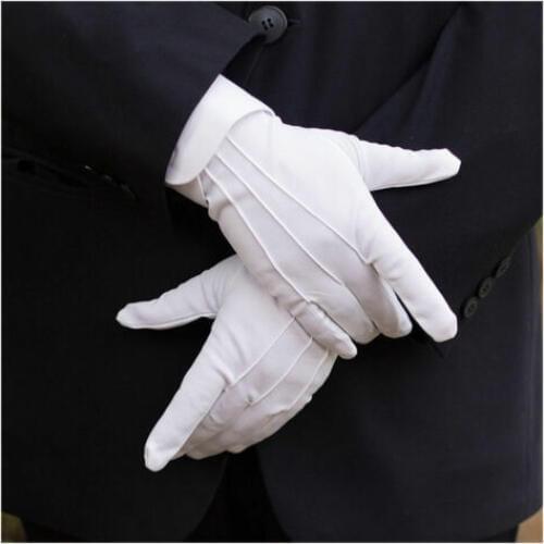 Mens New Solid White Tuxedo Gloves Party Festive Wedding Ceremony Formal Uniform Guard Band Butler