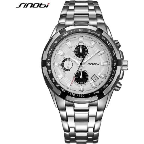 SINOBI Top Brand Luxury Fashion Business Mens Quartz Watch Sport Waterproof Wristwatch Chronograph Watches Relogio Masculino