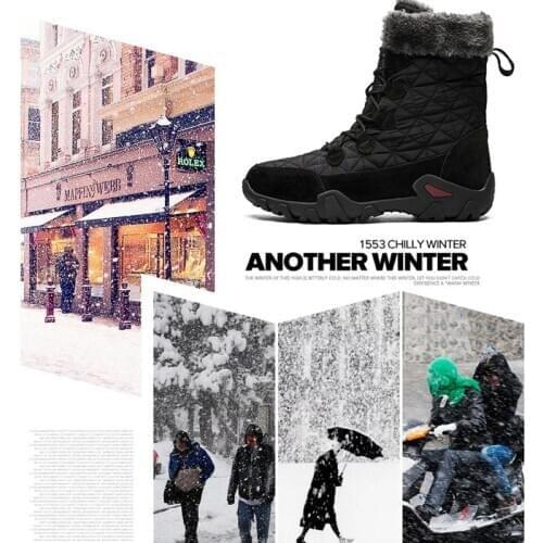 Men Winter Boots Waterproof Plush Warm Top Quality Snow Boots Outdoor Male Hiking Boots Work Shoes DSA1