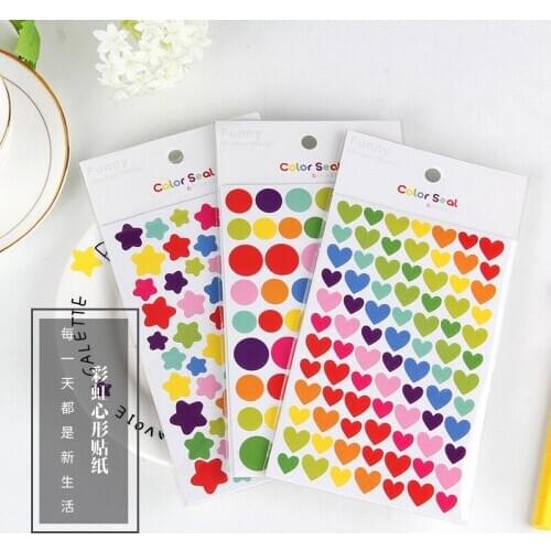 6 Sheets Korean Cute Heart Dot Sticker For Photo Album Decoration Sticker Lovely Star Stickers For Scrapbooking