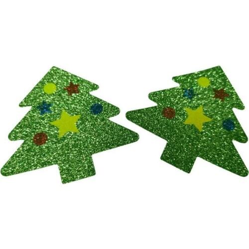 Comeondear 1 Pair Shiny Christmas Tree Disposable Nipple Stickers Shiny Christmas Hat Invisible Breast Lift Tape Nipples Cover