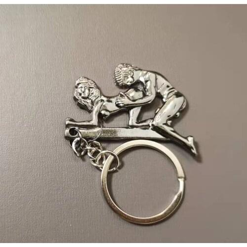 European American Couple Metal Keychains For Men Women Adult Fun Joyful Activity Car Key Ring Bag Mrnaments Girlfriends Gist