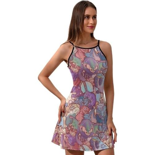 Monster Dress Suspender Curvy Autumn Dresses Teen Printed Spandex Colorful One-Piece Dress
