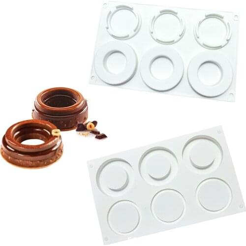6 Cavity Round Silicone Mold Mousse Cake Molds Chocolate Mould Biscuit Cookie Baking Pan Kitchen Bakeware Accessories