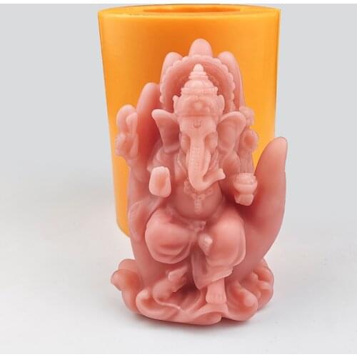 TS0169 PRZY 3D Hand Buddha in the palm Molds Elephant Buddha Moulds Candle Mold Silicone Mold Clay Resin Moulds