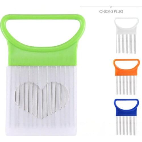 Magic Kitchen Gadgets Onion Slicer Safe Fork Tomato Vegetables Slicing Safety Aid Holder Cutting Chopper Chips Making Tool