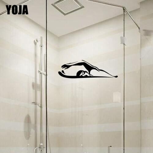 YOJA 7x22.3CM Bathroom Shower Swimming Decal Decoration Home Wall Stickers G2-0377