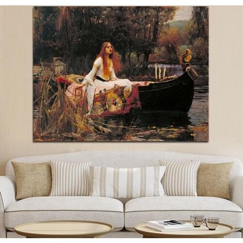 The Lady of Shalott Women Portrait Canvas Painting Vintga Posters and Prints Scandinavian Nordic Wall Picture for Living Room