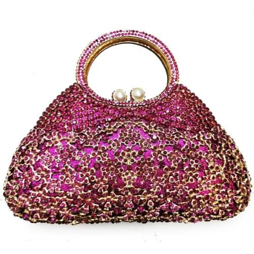 Female White Rhinestone Clutch bag Fashion Gold Metal Wedding Bridal Purse Elegant Shoulder Messenger Bag Mini Chain Clutches