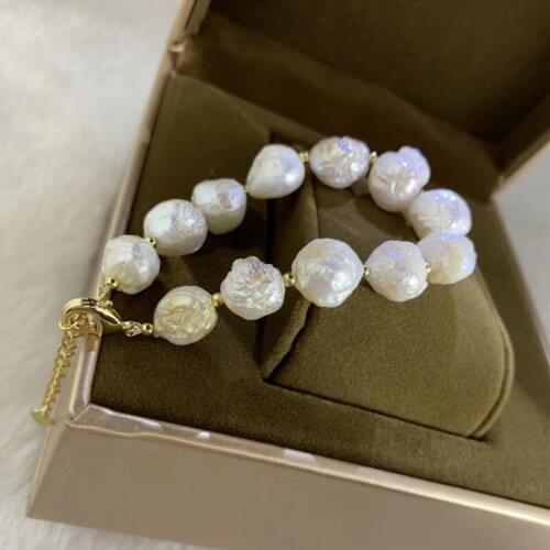 Free shipping large size baroque shape real pearl oyster oversize women bracelet jewelry wedding gift lady new design bridal