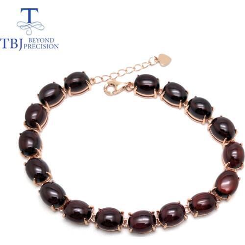TBJ,925 sterling silver rose color natural gemstone Garnet Elegant bracelet for wife anniversary nice jewelry with gift box