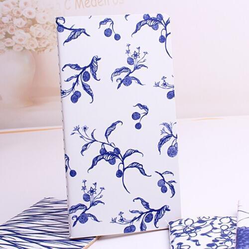 1PC Stationery notebook 24 sheets Fresh Style Blue pattern 48k Notebooks School Diary Office Gift supplies (ss-1656)
