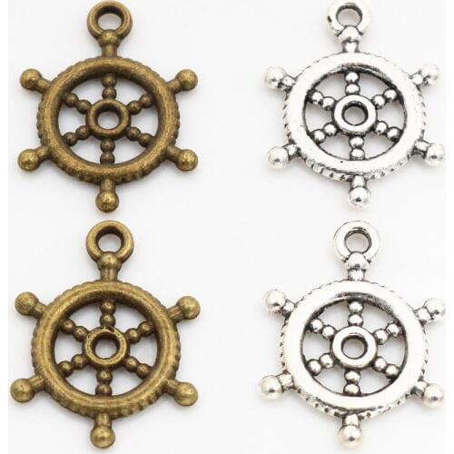 20x15mm 30pcs Antique Bronze and Antique Silver Plated Rudder Handmade Charms Pendant:DIY for bracelet necklace