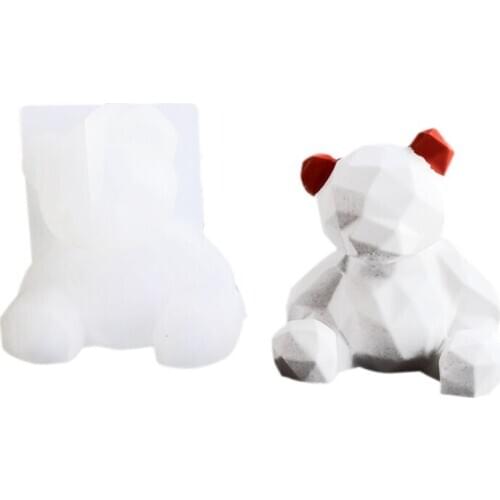 3D Bear Silicone Mold DIY Geometry Stereo Bear Mold Mirror Handmade Crystal Mold Decoration Ornament mold