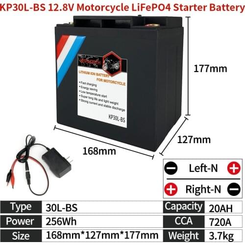 KP30L-BS LiFePO4 Motorcycle Engine Starter Battery 12V 30Ah CCA 720A Lithium iron Motorbike Start Battery LFP With BMS YTX30L-BS