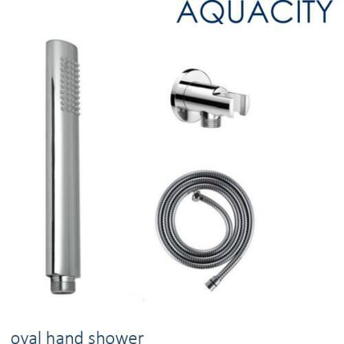 Free Shipping Oval Brass Chrome Finish Round Hand Shower Water Saving High Pressure bathroom shower with 150mm Shower Hose and s