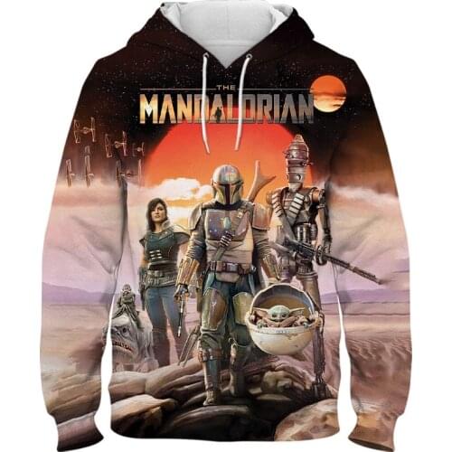 3D printed The Mandalorian hooded sweatshirts for child autumn fashion kids hoodies casual mens clothes male oversized hoodie
