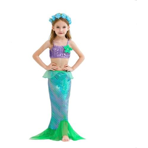 Girls Mermaid Princess Dress Costume Cosplay For Children Halloween Party Ball Gown Princess Costumes