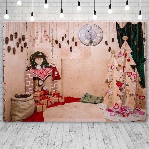 Avezano Backdrops Merry Christmas Tree Winter Fireplace Gifts Clock Background Photo Studio Photophone Wallpaper Photozone Decor