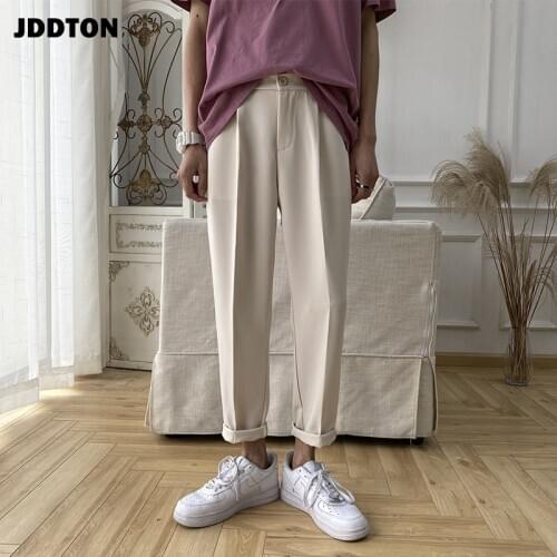 JDDTON New Mens Harem Pants Solid Color Trouser Loose Casual Hip Hop Korean Style Male Fashion Brand Harajuku Streetwear JE577