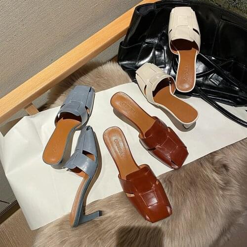 【JOCHEBED HU】New Concise High Heels Pump For Women Genuine Leather Square Toe Women Shoe Spring Summer Newest Walking At Home Sh