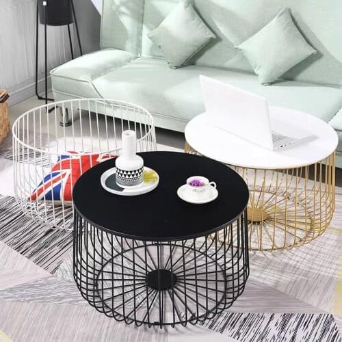 Nordic coffee table black tempered glass round living room creative luxury rose golden iron side table small large size