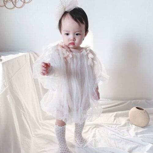 Summer New Children Gauze Dress Mesh Birthday Fairy Lovely Elegant Dresses For Girls And Baby Romper