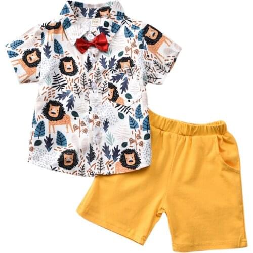 Toddler Kid Baby Boys Clothes set short sleeve Gentleman clothes for boys set Tops Shorts summer baby boy Outfit CF