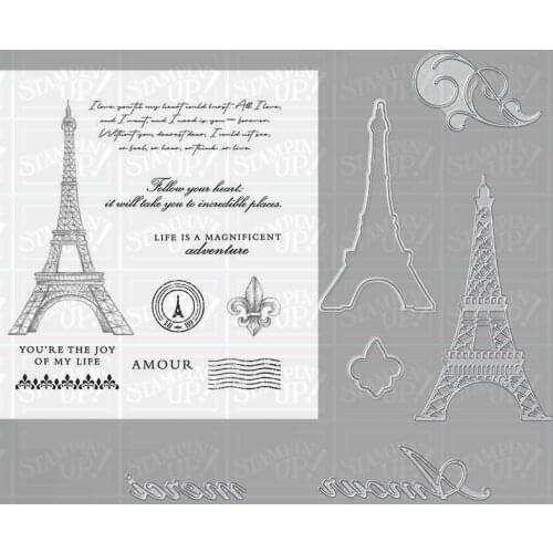 Eiffel Tower Metal Cutting Dies and Stamps for DIY Scrapbooking Album Paper Cards Decorative Crafts Embossing Die Cuts