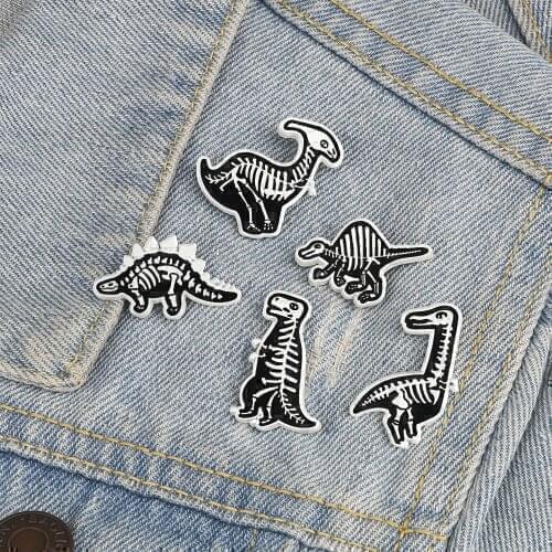 Fashion Horror Animal Brooches Dinosaur Raptor Classic Style Enamel Pins Custom Bag Clothes Lapel Pin Jewelry Gifts For Friends