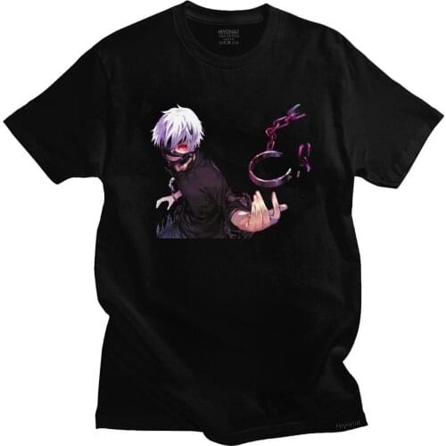 Tokyo Ghoul T Shirt Men Cotton Handsome Japanese Anime T-shirt O-neck Short Sleeved Manga Ken Kaneki Tee Tops Fitted Clothing