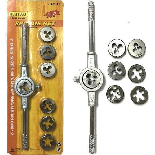 Die Wrench Kit Screw Tap Die Set External Thread Cutting Tapping Hand Tool Set Thread Maker Tap Die Metric Wrenchs