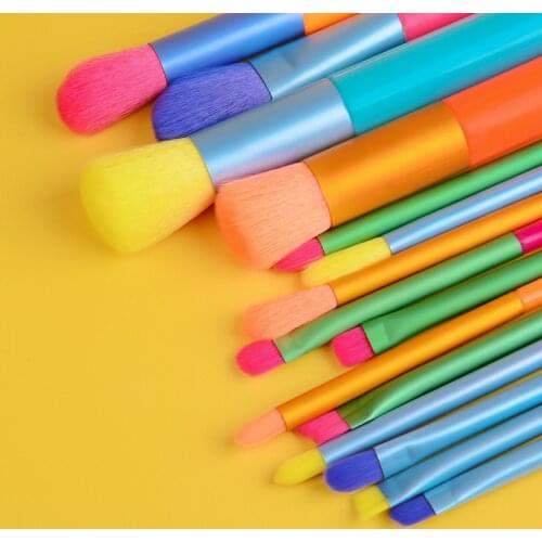 10 Pcs Fiber tTapered Colorful Blending Brush Eyeshadow Makeup Cosmetic Kit Maquiagem Smudge Eye Makeup Brushes