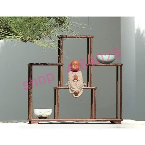 Natural Chicken Wing Wood, Ming style, high and medium height, Solid Wood curio shelves, ornament pendulum rack