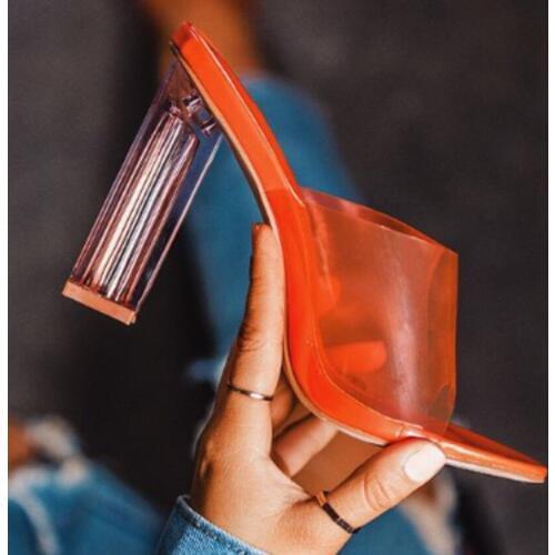 Summer 2019 Europe and the United States new thick high heel crystal with slippers sexy fashion womens shoes sandals