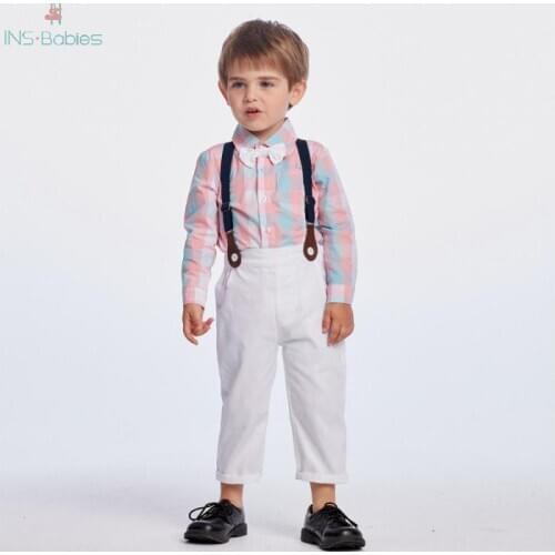 Autumn Baby Boy Clothes Newborn gentleman Sets For boys 2pcs Long Sleeve Shirt+ Trousers party Suit spring Baby clothing 2020
