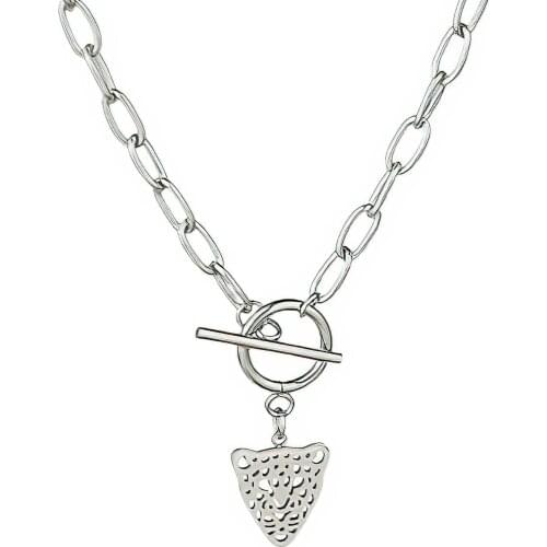 DARK DIAMOND-Panther Link necklace in stainless steel