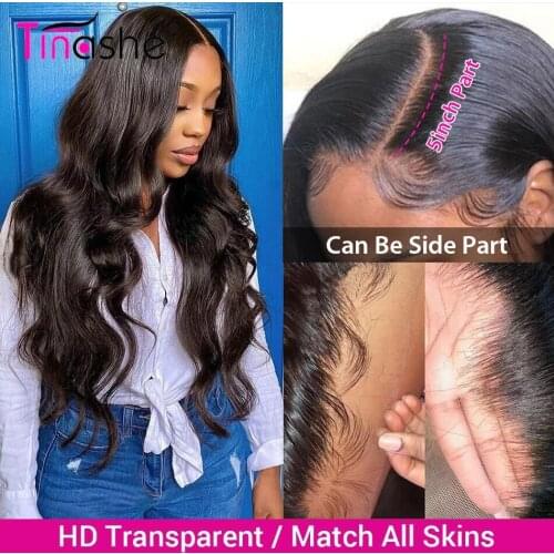 Tinashe HD Transparent Body Wave Lace Front Wig 250 Density 5x5 6x6 Lace Closure Wig 28 30 Inch HD Lace Frontal Wig Pre Plucked