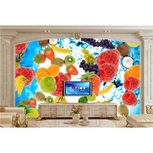 Custom a variety of fruits in Water food wallpaper papel de parede,hotel restaurant dining room waterproof kitchen wallpaper