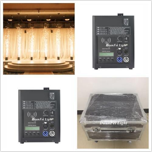 With Flycase (8pcs+20bags Powder) 500w Remote Fireworks Machine DMX Spark Fountain Cold Pyrotechnics Effects for Event ShowParty