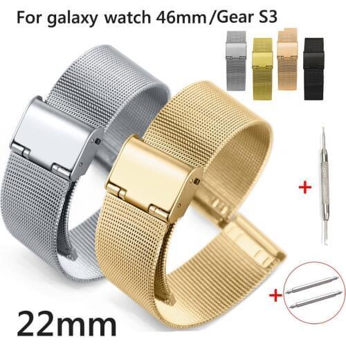 22mm Stainless Steel Buckle Milanese Loop Meshed Watch Strap For Samsung Galaxy Watch 46mm Band for Gear S3 Belt with Pins