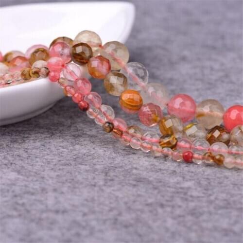 Cutting Crystal Watermelon Tourmaline Stone 4/ 6/8/10/12 mm Round Loose Beads 15" Inches for Jewelry Making Bracelet Wholesale