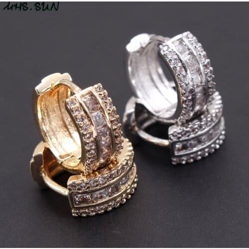 MHS.SUN luxury round hoop earrings fashion cubic-zircon jewelry women earrings gold/silver color for female christmas party gift