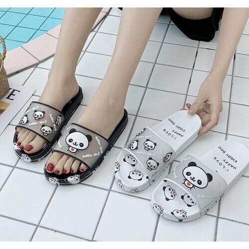 Women Lovely Panda Cartoon Animal Slippers Summer Fashion Indoor Home PVC Non-slip Flip Flops Shoes Casual Outdoor Beach Sandals