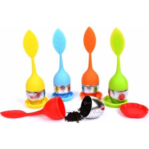 Leaf Tea Infuser Stainless Steel Food Grade Silicone Tea Strainer with Drop Tray Tea Ball Herbal Spice Tea Filter Infusor De Te