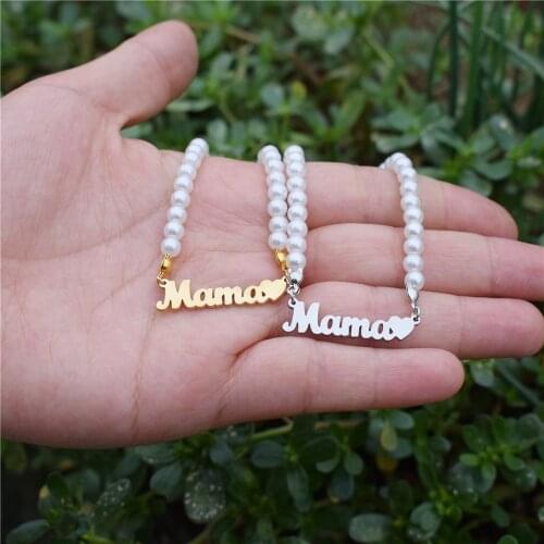 Gothic Love Mama Choker Necklace For Girl Princess Pendant Necklaces Imitation Pearl Necklace Babygirl Collar Mothers Day Gift